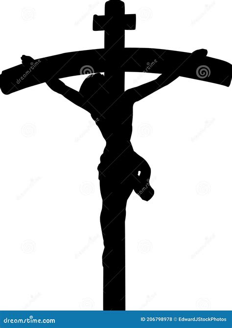 Vector Silhouette Of Jesus Crucifixion Isolated On White Background