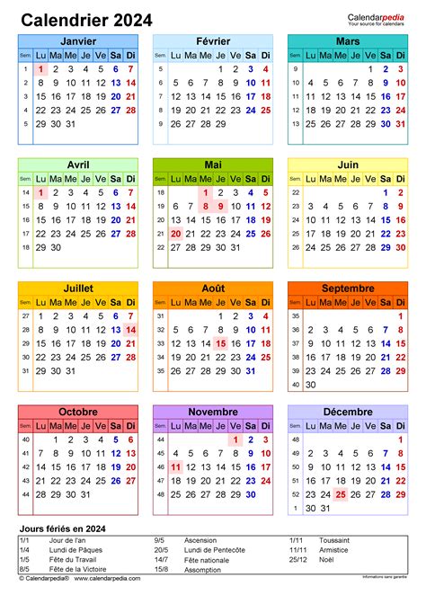 Informasi Tentang Calendrier 2024 Excel Word Et Pdf Calendarpedia