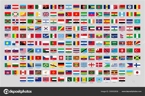 World National Flags Officiella Land Skyltar Europa Emblem Asien Och