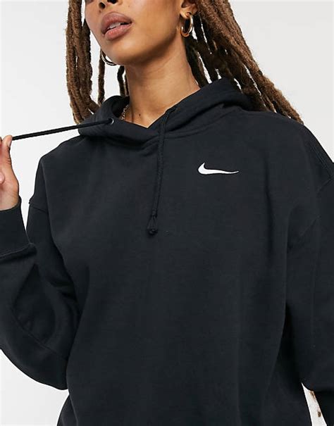 Nike Mini Swoosh Oversized Hoodie In Black Asos
