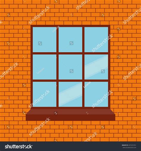 Vector Brick Wall Window Background Template Stock Vector Royalty Free