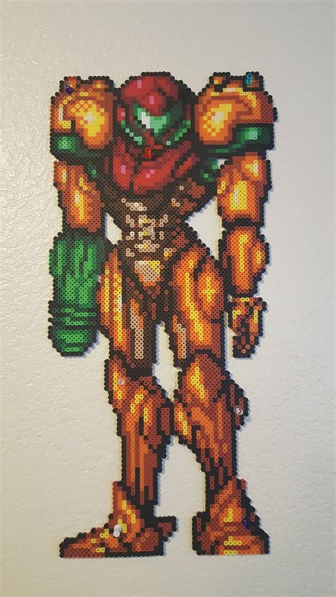 Metroid Samus Aran Super Metroid Perler Beads Pixel Art Etsy