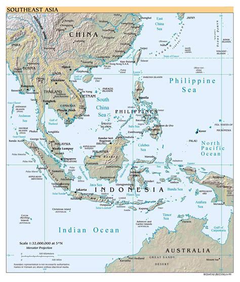 detailed political map of southeast asia with relief 1999 maps of all