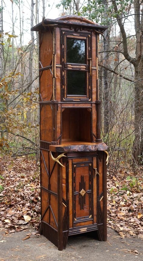 Adirondack Rustic Chimney Cabinet With Birch Bark