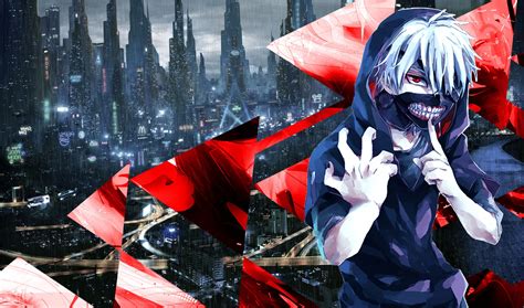 Tokyo Ghoul Kaneki Ken Blue Red Abstract Anime