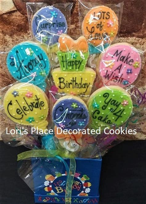 Birthday Cookie Bouquet Balloon Cookie Bouquet 8 Cookies By Loris