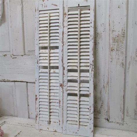 Distressed Wooden Shutters Shabby Chic Barely Pale Blue White Beach