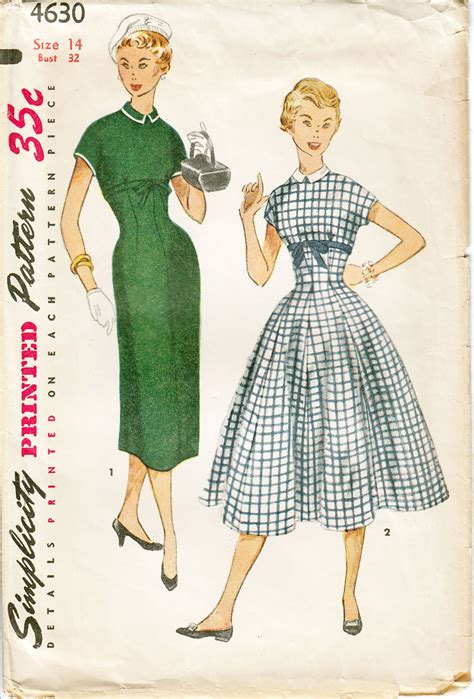 1950s Empire Line Dress Pattern Simplicity 4630 Original Etsy
