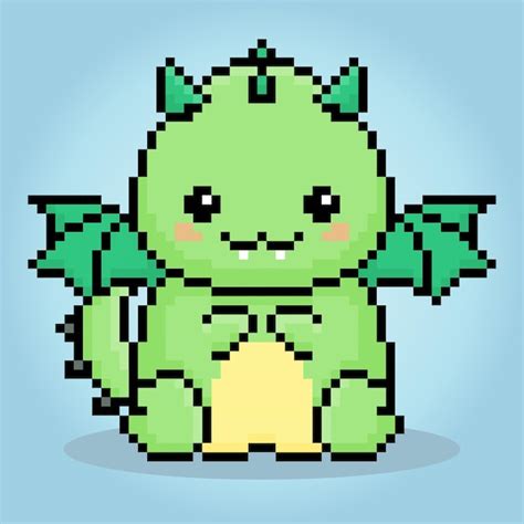 Premium Vector Pixel 8bit Dragon Is Sitting Animals In Vector