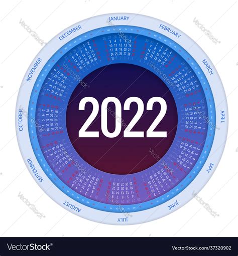 Round Calendar Planner For 2022 Calendar Template Vector Image