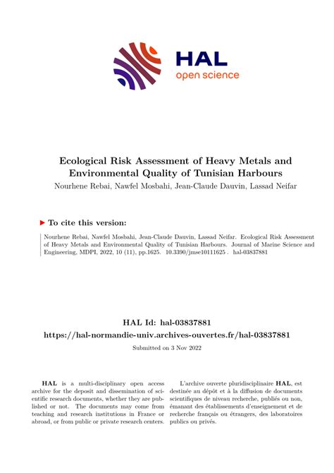 Pdf Ecological Risk Assessment Of Heavy Metals And Environmental