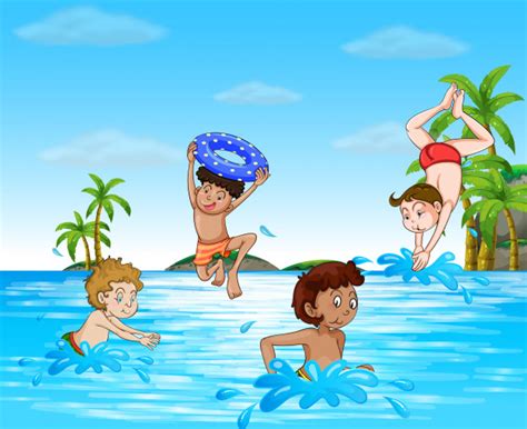 Free river swimming stock photos. Free Vector | Boys swimming and diving in the sea