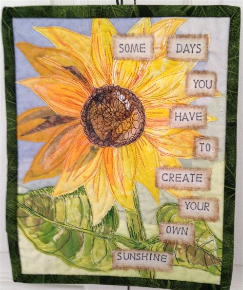 sunflower-textile-art-fabric-art-fabric-collage-summer-etsy-fabric-art,-textile-art-fabric