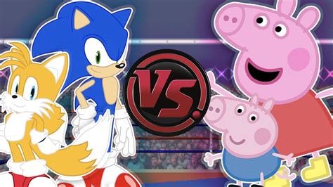 Sonic And Tails Vs Peppa And George Sonic The Hedgehog Cartoon Rap