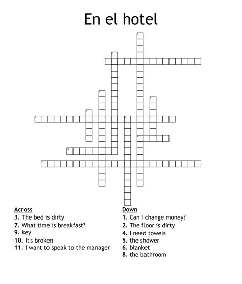 En El Hotel Crossword Wordmint