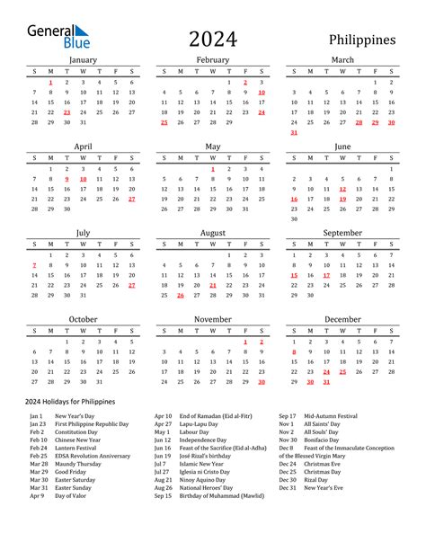 Free Printable Calendar 2024 Monthly Holidays Philippines Vania Janeczka