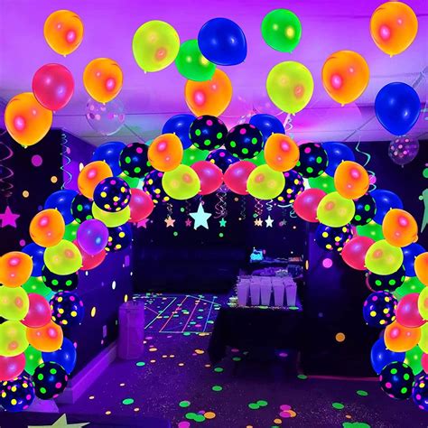 Lieonvis 90 Pieces 12 Inch Glow Balloons Neon Party Supplies