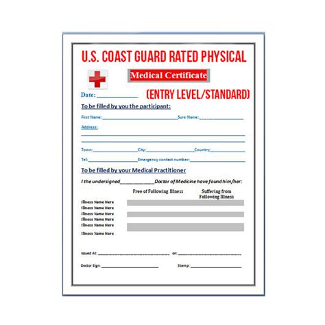 Us Coast Guard Physical Entry Levelstandard