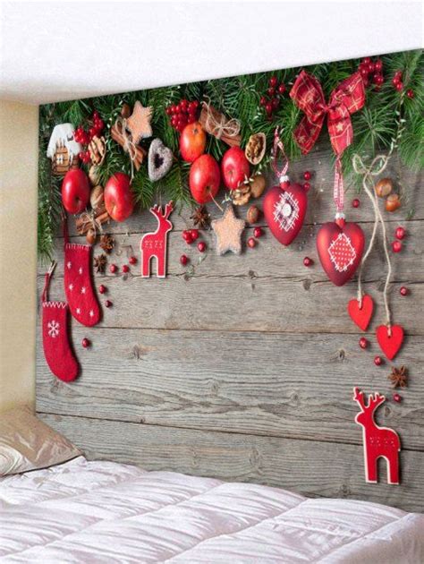 Christmas Decorations Wooden Board Print Tapestry Wall Hanging Art