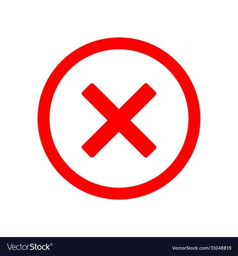 No Sign Or Stop Red Cross Mark Isolated Warning Vector Image