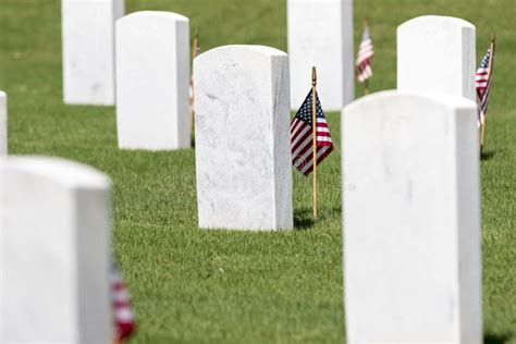 Military Cemetery With American Flags Editorial Photo Image Of