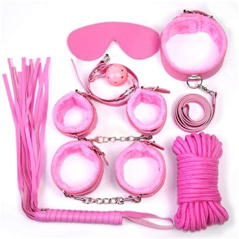 7 Pcs Set Kit Fetish Sex Bondage Sex Toys For Couples Nipple Clamps Foot Handcuff Ball Gag Whip