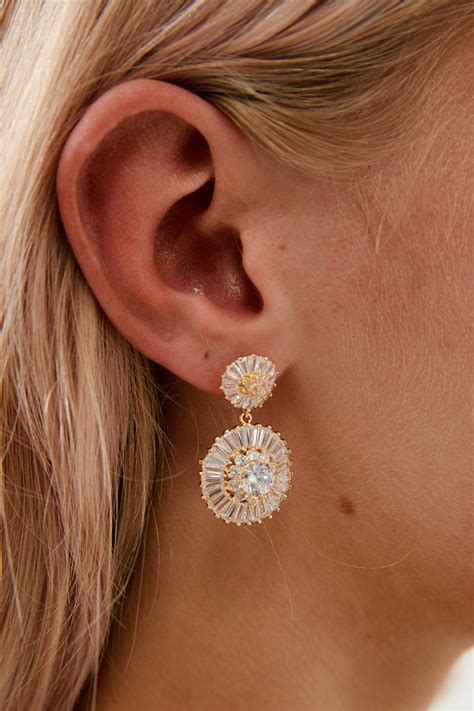 Natalia Gold Diamond Drop Earrings Wedding Amelie George Pty Ltd