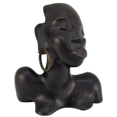 Ceramic Bust Of Exotic African Woman By Leopold Anzengruber At 1stdibs