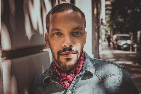 Close Up Portrait Of Attractive African American Hipster Man Wearing
