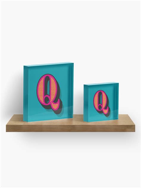 Circus Alphabet Lettering Teal Letter Q Acrylic Block By