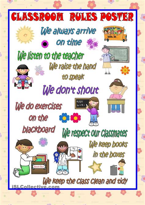 Free Printable Classroom Rules With Pictures Pdf Printable Templates