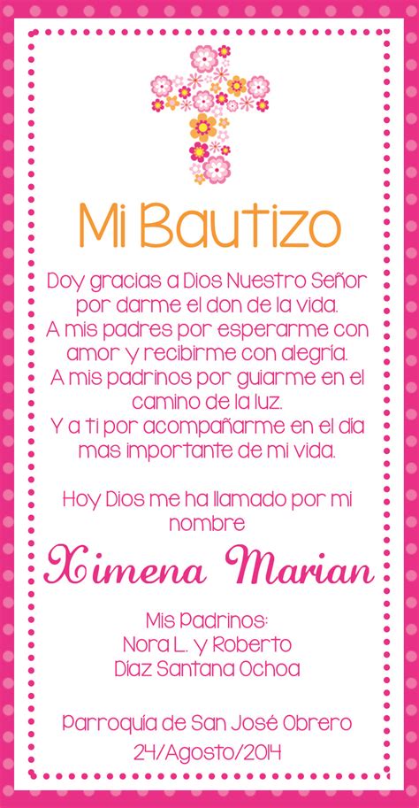 Oracion Oraciones De Bautizo Invitacion Bautizo Niña Frases Bautizo