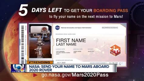 Deadline Monday To Put Your Name On Mars