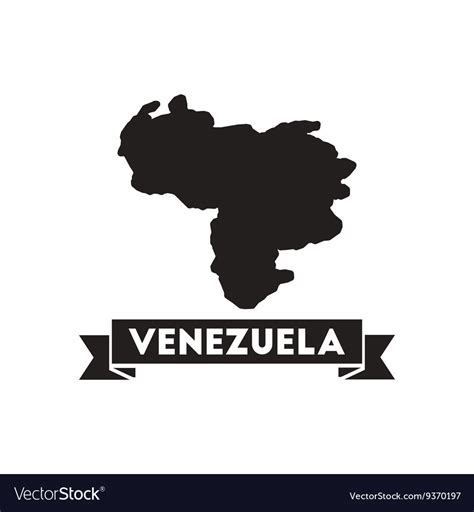 Flat Icon In Black And White Map Of Venezuela Vector Image