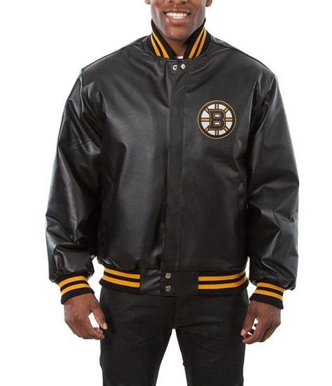 Black Bomber Varsity Boston Bruins Leather Jacket Jackets Masters