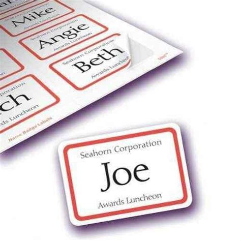 Avery Name Badge Label 2 13 X 3 38 Red Border 8up 400pk 5095