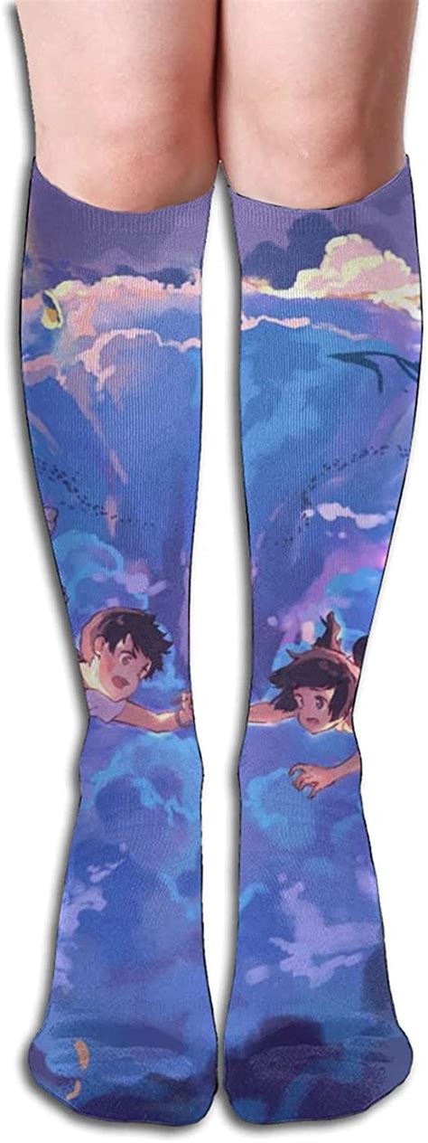 Djngn Anime Weathering With You Socks Long Unisex Stockings High Knee Sports Warmer Running Fun
