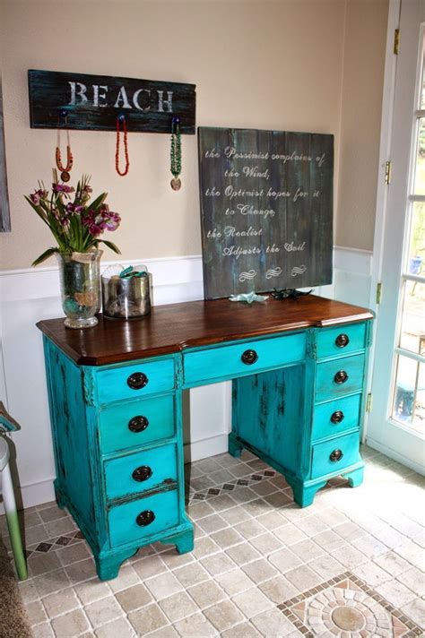 Turquoise Desk Home Decor Diy Project Idea Project Difficulty Simple
