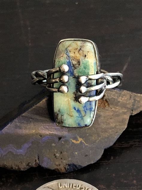 Native American Idaho Blue Fire Opal Sterling Silver Crown Ring Size 8