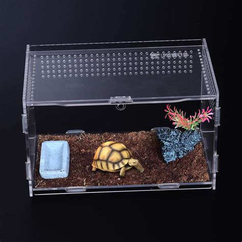 Popetpop Reptile Breeding Box Acrylic Terrarium Containers Portable Reptile Terrarium Habitat