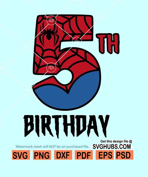 5th spiderman birthday SVG, 5th Birthday spiderman svg, spiderman