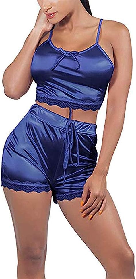 Dreamparis Sexy Schlafanzug Für Damen Satin Nachtwäsche Camisole Und Shorts Pyjs Amazonde