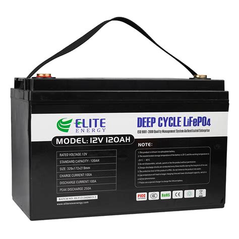 Elite 12v 120ah Lifepo4 Deep Cycle Lithium Battery Rv Marine Solar Lfp