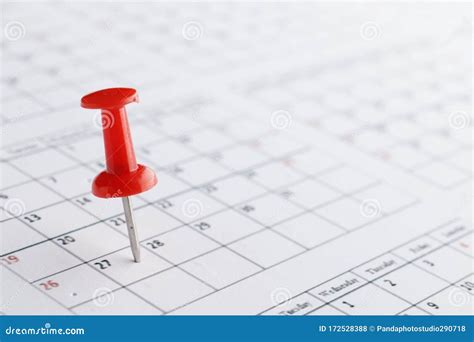 Red Pin Marking On Calendar Stock Photo Image Of Week Organization