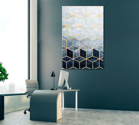 Abstract Geometric Art Canvas Wall Art Cube Art Modern Wall Etsy