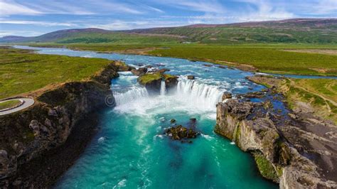 The Godafoss Waterfall In North Iceland Stock Image Image Of Lake