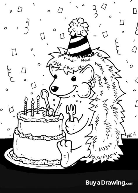 You may also like this coloring page. Drawing of a Hedgehog Eating Birthday Cake