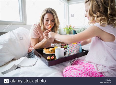 Daughter Bringing Breakfast Mother In Hi Res Stock Photography And