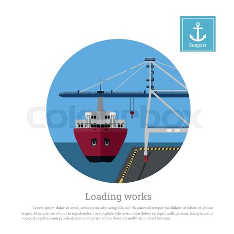 Load Cargo Ship In The Port Unloading Containers Stock Vector