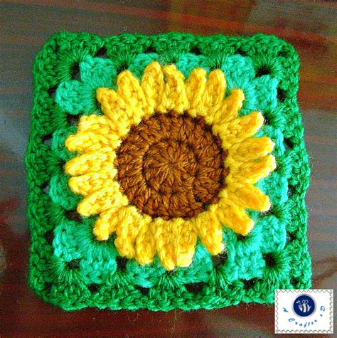 There are two great things about crochet hexagons. crochet sunflower granny square, crochet flower square ...